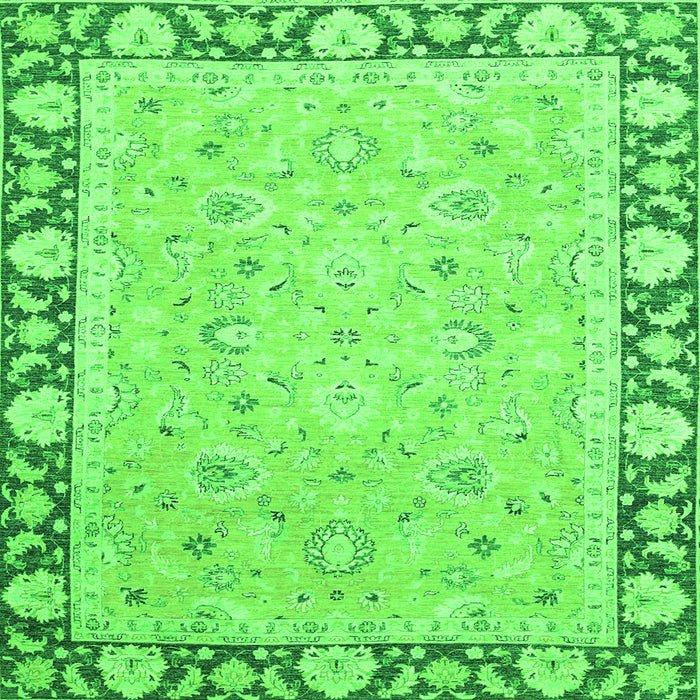 Square Machine Washable Oriental Green Traditional Area Rugs, wshabs2615grn