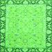 Square Machine Washable Oriental Green Traditional Area Rugs, wshabs2615grn