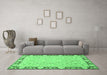 Machine Washable Oriental Emerald Green Traditional Area Rugs in a Living Room,, wshabs2615emgrn