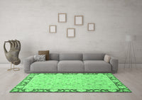 Machine Washable Oriental Emerald Green Traditional Rug, wshabs2615emgrn