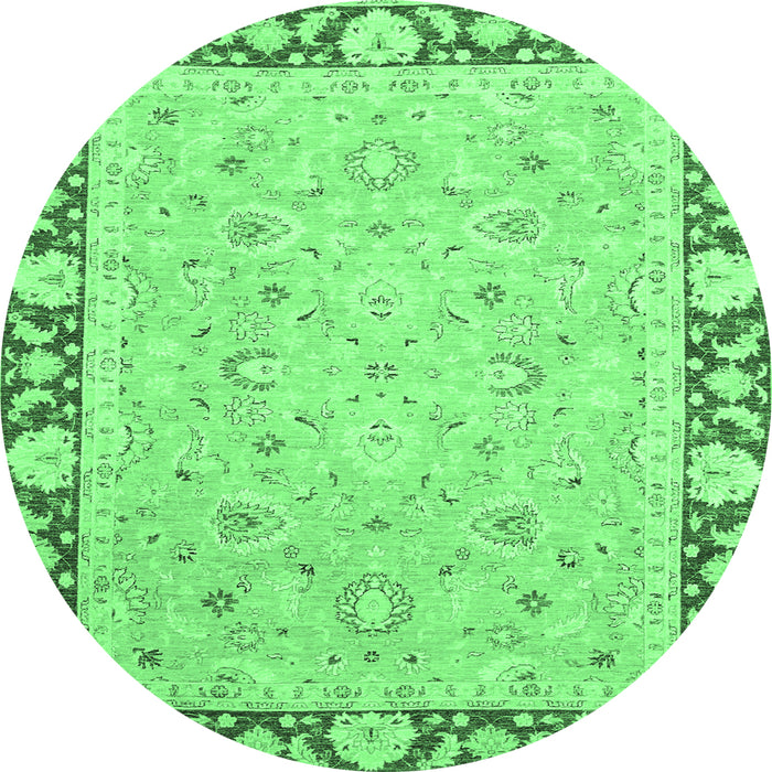 Round Oriental Emerald Green Traditional Rug, abs2615emgrn