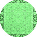 Round Oriental Emerald Green Traditional Rug, abs2615emgrn