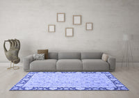 Machine Washable Oriental Blue Traditional Rug, wshabs2615blu