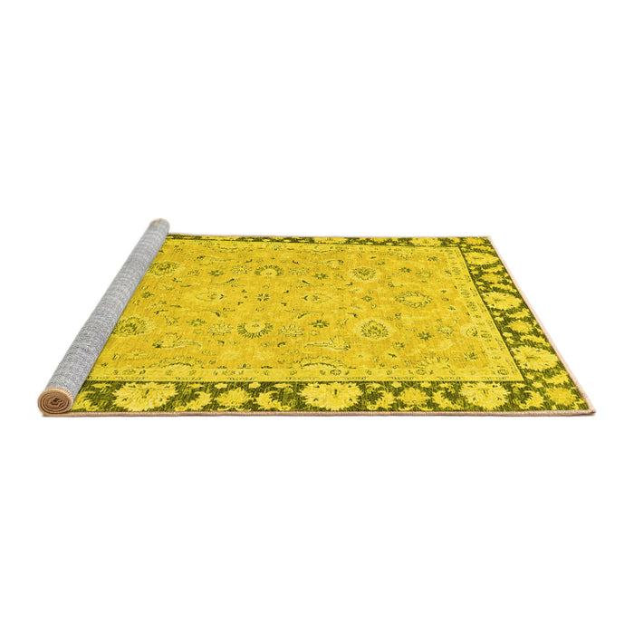 Sideview of Machine Washable Oriental Yellow Traditional Rug, wshabs2615yw