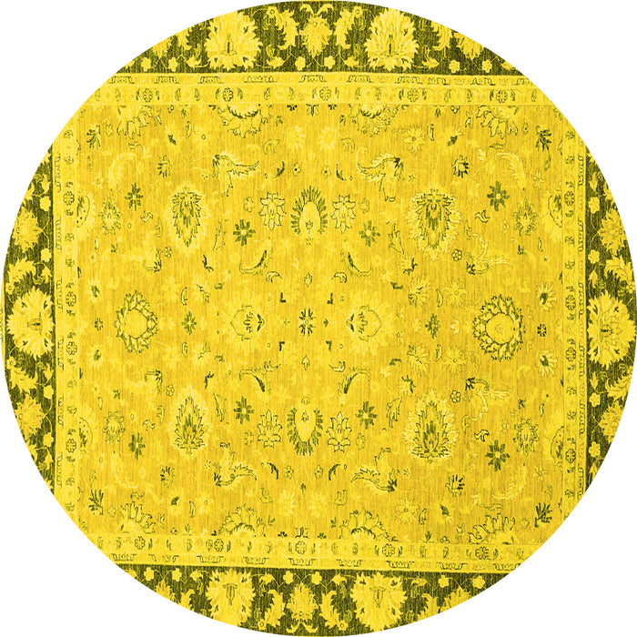 Round Oriental Yellow Traditional Rug, abs2615yw