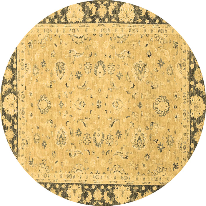 Round Oriental Brown Traditional Rug, abs2615brn