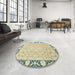 Round Machine Washable Abstract Brown Gold Rug in a Office, wshabs2615