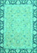 Machine Washable Oriental Turquoise Traditional Area Rugs, wshabs2615turq