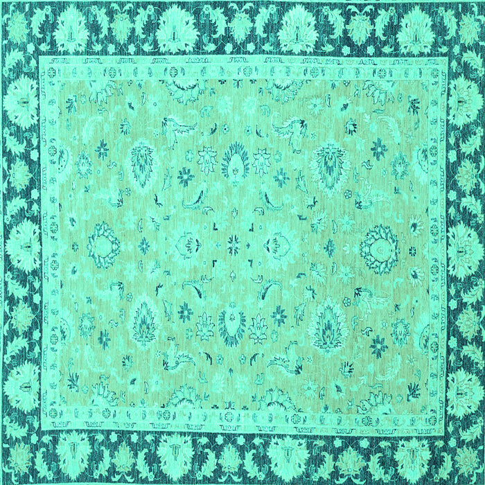 Square Oriental Turquoise Traditional Rug, abs2615turq
