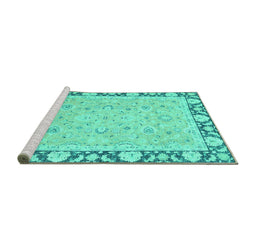 Sideview of Machine Washable Oriental Turquoise Traditional Area Rugs, wshabs2615turq