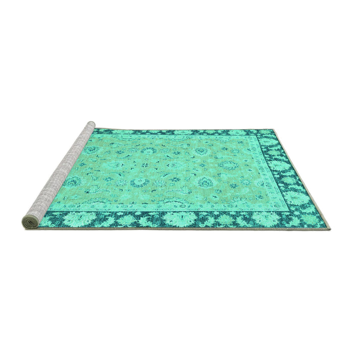 Sideview of Machine Washable Oriental Turquoise Traditional Area Rugs, wshabs2615turq