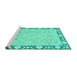 Sideview of Machine Washable Oriental Turquoise Traditional Area Rugs, wshabs2615turq
