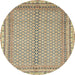 Round Machine Washable Abstract Brown Rug, wshabs2616