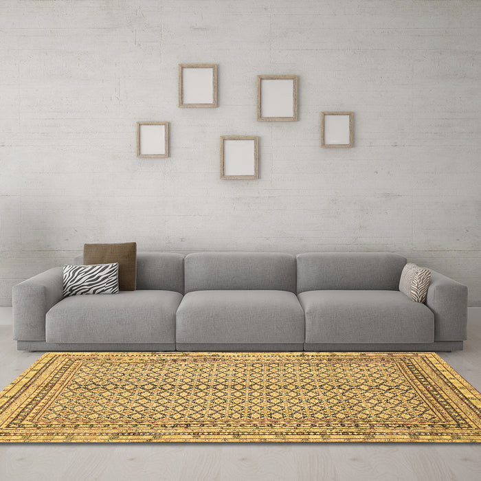 Machine Washable Abstract Brown Modern Rug in a Living Room,, wshabs2616brn