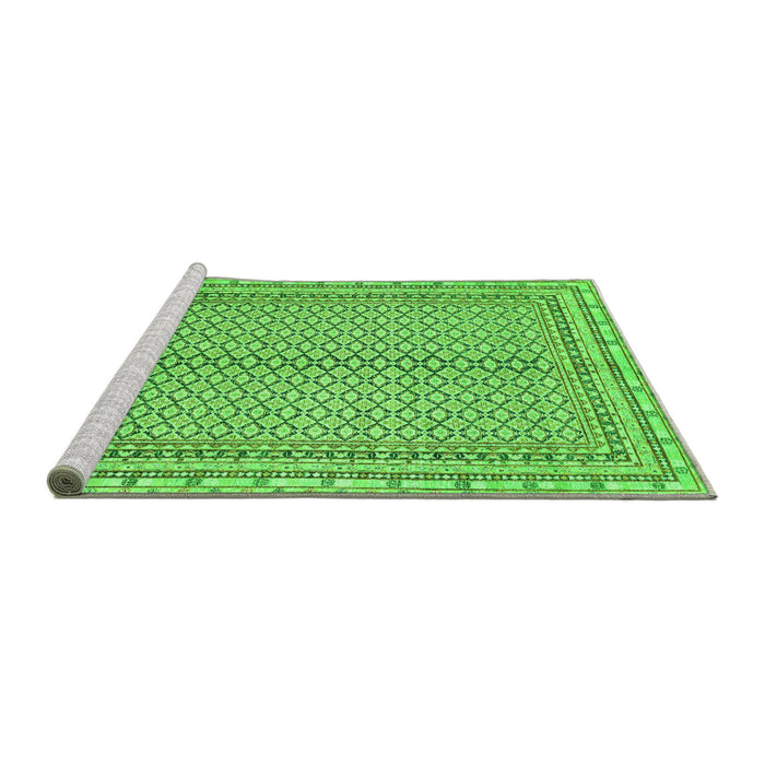 Sideview of Machine Washable Abstract Green Modern Area Rugs, wshabs2616grn