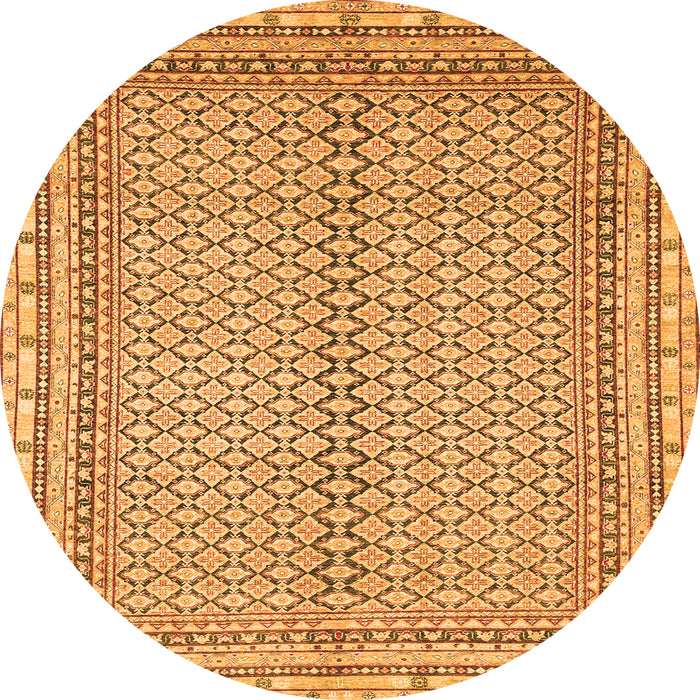 Round Machine Washable Abstract Orange Modern Area Rugs, wshabs2616org
