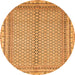 Round Machine Washable Abstract Orange Modern Area Rugs, wshabs2616org