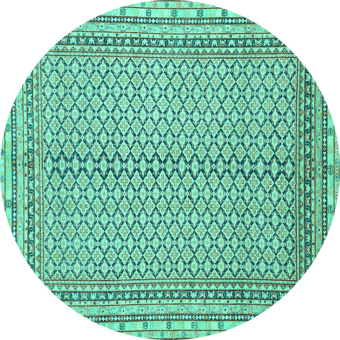Round Machine Washable Abstract Turquoise Modern Area Rugs, wshabs2616turq