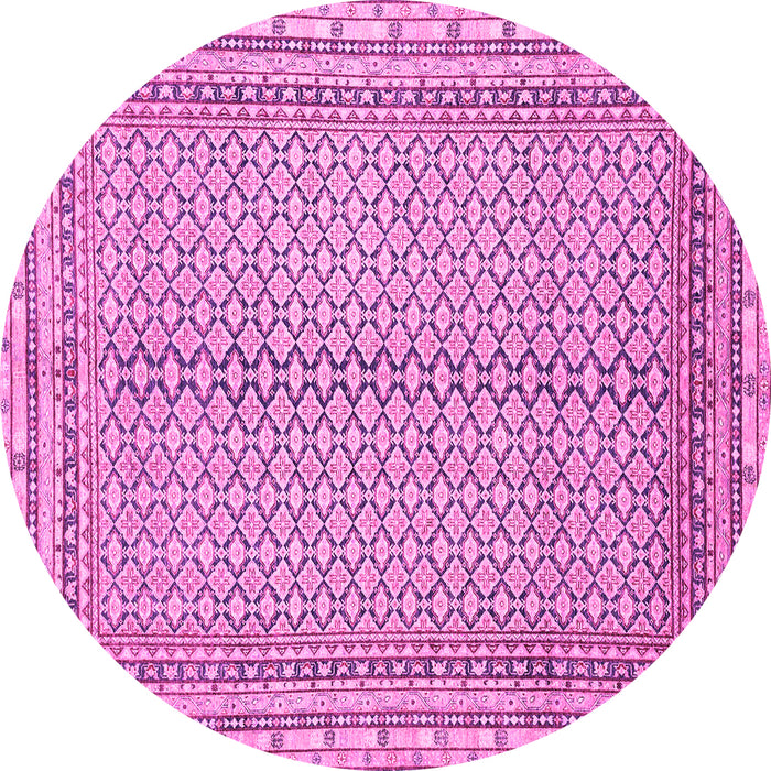 Round Machine Washable Abstract Pink Modern Rug, wshabs2616pnk
