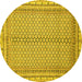 Round Abstract Yellow Modern Rug, abs2616yw