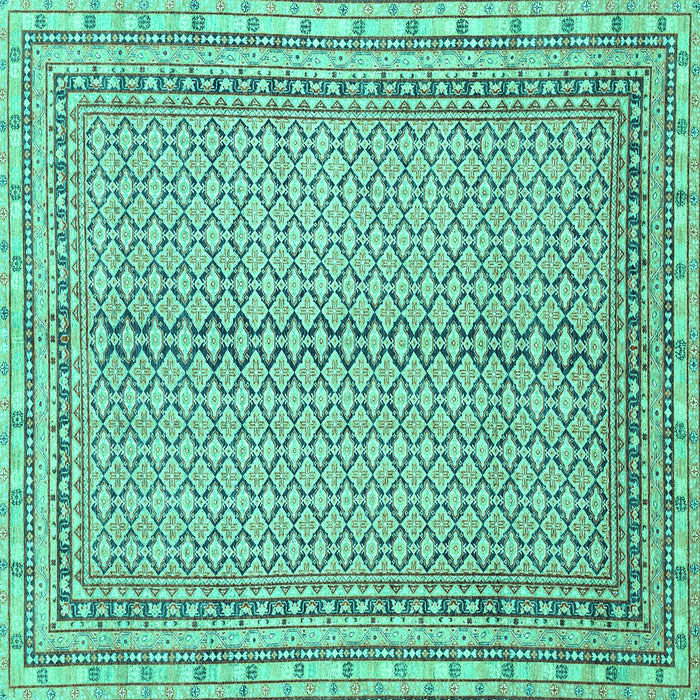 Square Machine Washable Abstract Turquoise Modern Area Rugs, wshabs2616turq