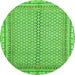 Round Machine Washable Abstract Green Modern Area Rugs, wshabs2616grn