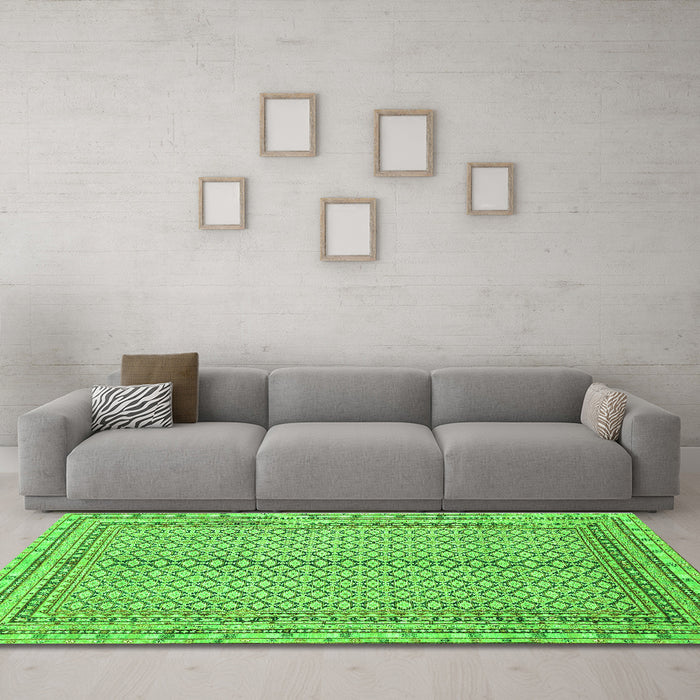 Machine Washable Abstract Green Modern Area Rugs in a Living Room,, wshabs2616grn