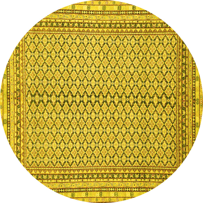 Round Machine Washable Abstract Yellow Modern Rug, wshabs2616yw