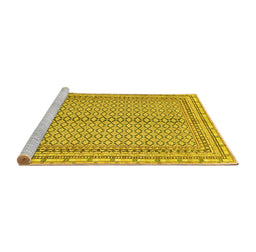 Sideview of Machine Washable Abstract Yellow Modern Rug, wshabs2616yw