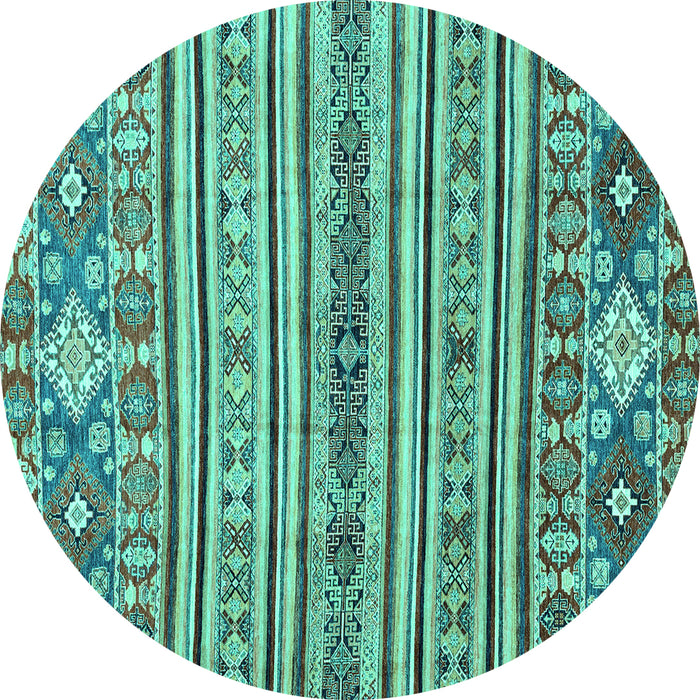 Round Machine Washable Abstract Turquoise Modern Area Rugs, wshabs2617turq