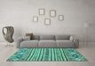 Machine Washable Abstract Turquoise Modern Area Rugs in a Living Room,, wshabs2617turq