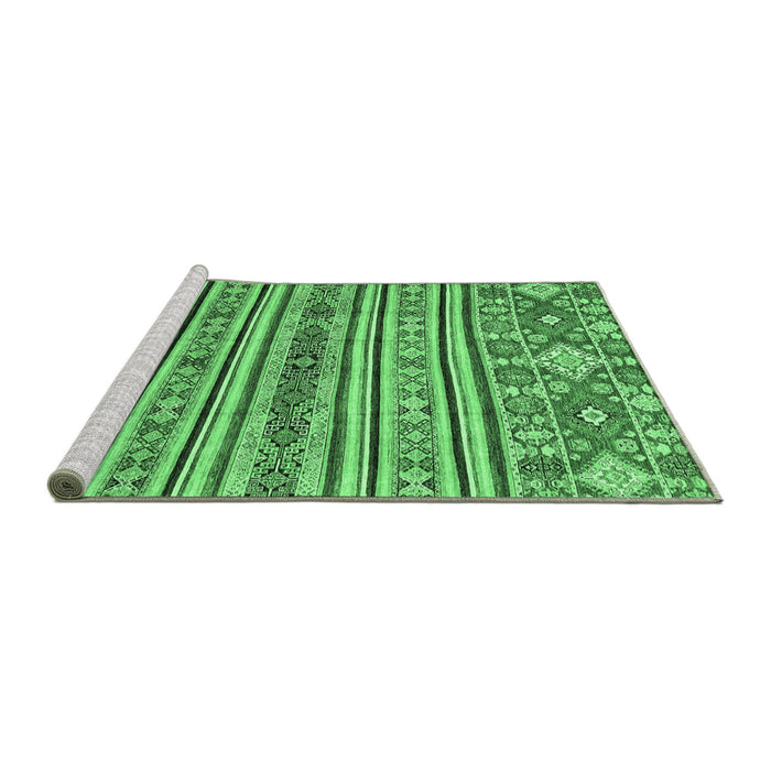 Sideview of Machine Washable Abstract Emerald Green Modern Area Rugs, wshabs2617emgrn