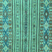 Square Machine Washable Abstract Turquoise Modern Area Rugs, wshabs2617turq