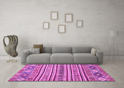 Machine Washable Abstract Pink Modern Rug in a Living Room, wshabs2617pnk