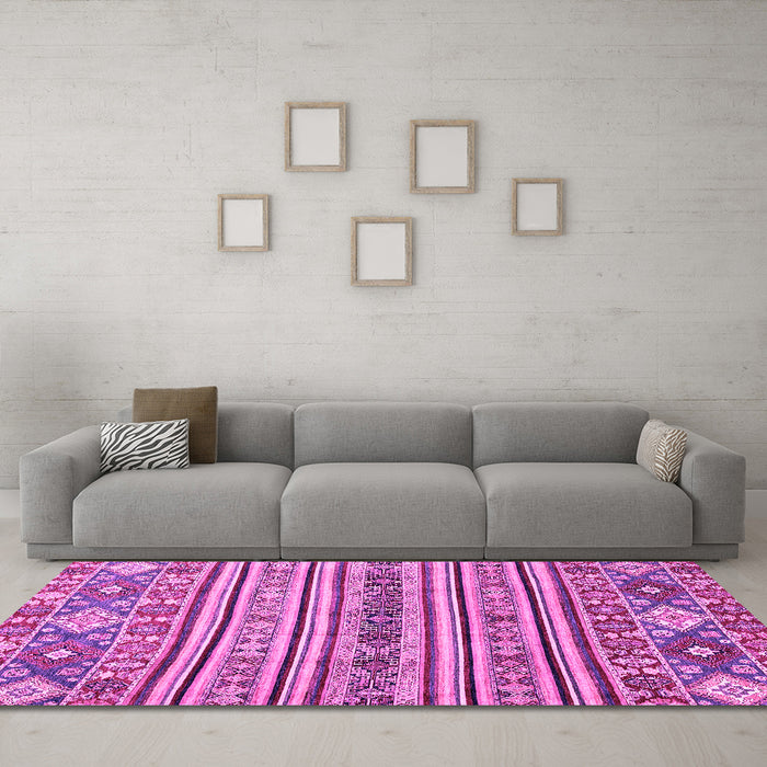 Machine Washable Abstract Pink Modern Rug in a Living Room, wshabs2617pnk