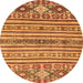 Round Abstract Orange Modern Rug, abs2617org