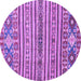 Round Machine Washable Abstract Purple Modern Area Rugs, wshabs2617pur