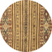 Round Machine Washable Abstract Brown Modern Rug, wshabs2617brn