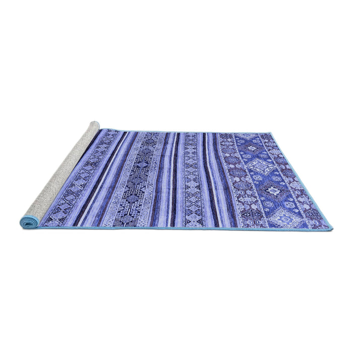 Sideview of Machine Washable Abstract Blue Modern Rug, wshabs2617blu