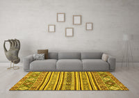 Machine Washable Abstract Yellow Modern Rug, wshabs2617yw