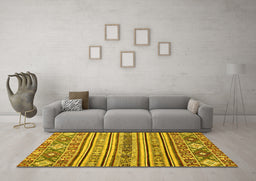Machine Washable Abstract Yellow Modern Rug in a Living Room, wshabs2617yw