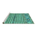 Sideview of Machine Washable Abstract Turquoise Modern Area Rugs, wshabs2617turq