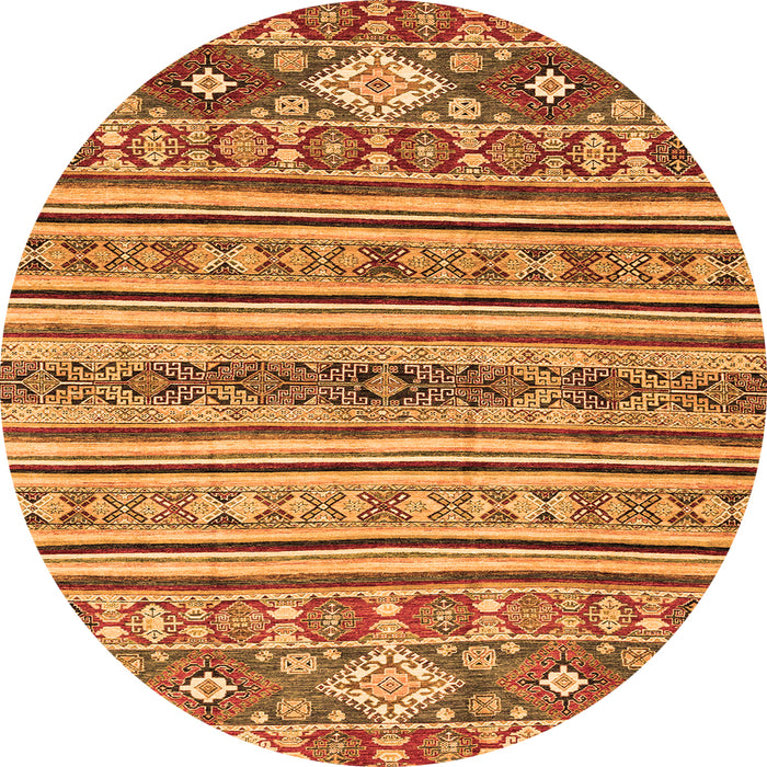 Round Machine Washable Abstract Orange Modern Area Rugs, wshabs2617org