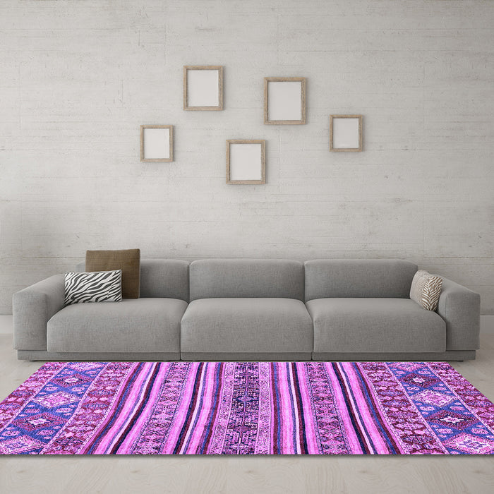 Machine Washable Abstract Purple Modern Area Rugs in a Living Room, wshabs2617pur