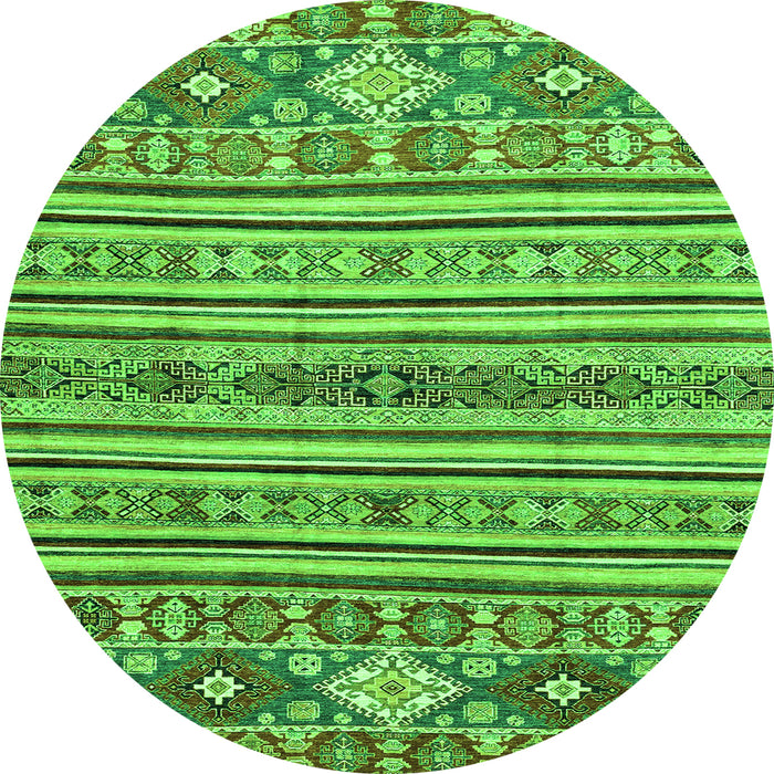 Round Machine Washable Abstract Green Modern Area Rugs, wshabs2617grn