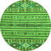 Round Machine Washable Abstract Green Modern Area Rugs, wshabs2617grn