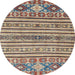 Round Machine Washable Abstract Brown Rug, wshabs2617