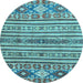 Round Machine Washable Abstract Light Blue Modern Rug, wshabs2617lblu