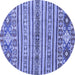 Round Machine Washable Abstract Blue Modern Rug, wshabs2617blu