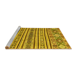 Sideview of Machine Washable Abstract Yellow Modern Rug, wshabs2617yw